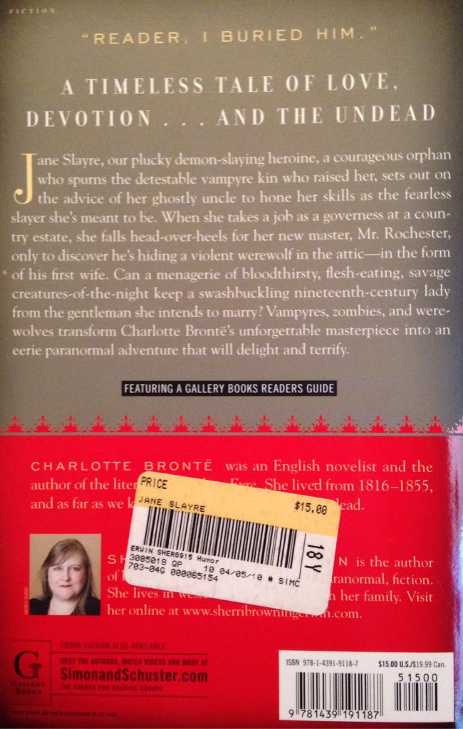 Jane Slayre - Erwin, Sheri Browning (Gallery Books - Paperback) book collectible [Barcode 9781439191187] - Main Image 2