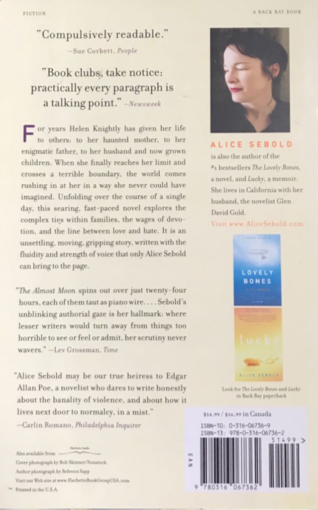 The Almost Moon - Alice Sebold (Back Bay Books - Paperback) book collectible [Barcode 9780316067362] - Main Image 2