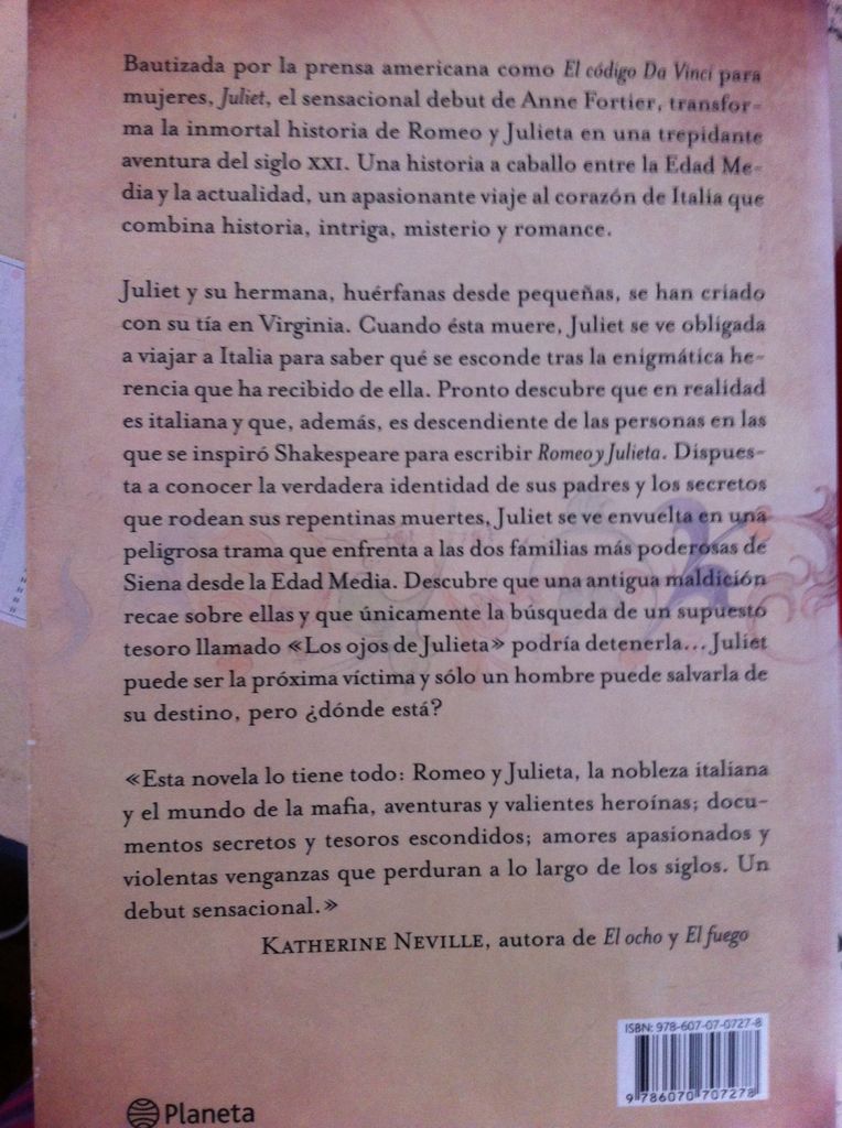 Juliet - Anne Fortier (Editorial Planeta Mexicana Sa De cv) book collectible [Barcode 9786070707278] - Main Image 2