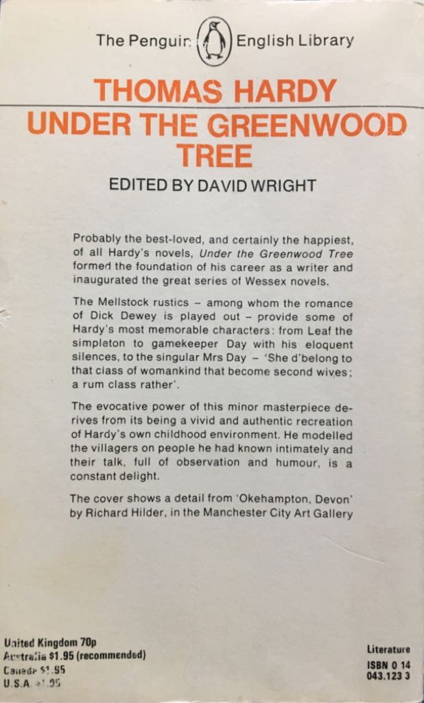 Under The Greenwood Tree - Thomas Hardy (Penguin Classics - Paperback) book collectible [Barcode 9780140431230] - Main Image 2
