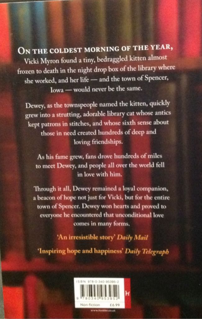 Dewey - Vicki Myron (Hodder - Paperback) book collectible [Barcode 9780340953952] - Main Image 2