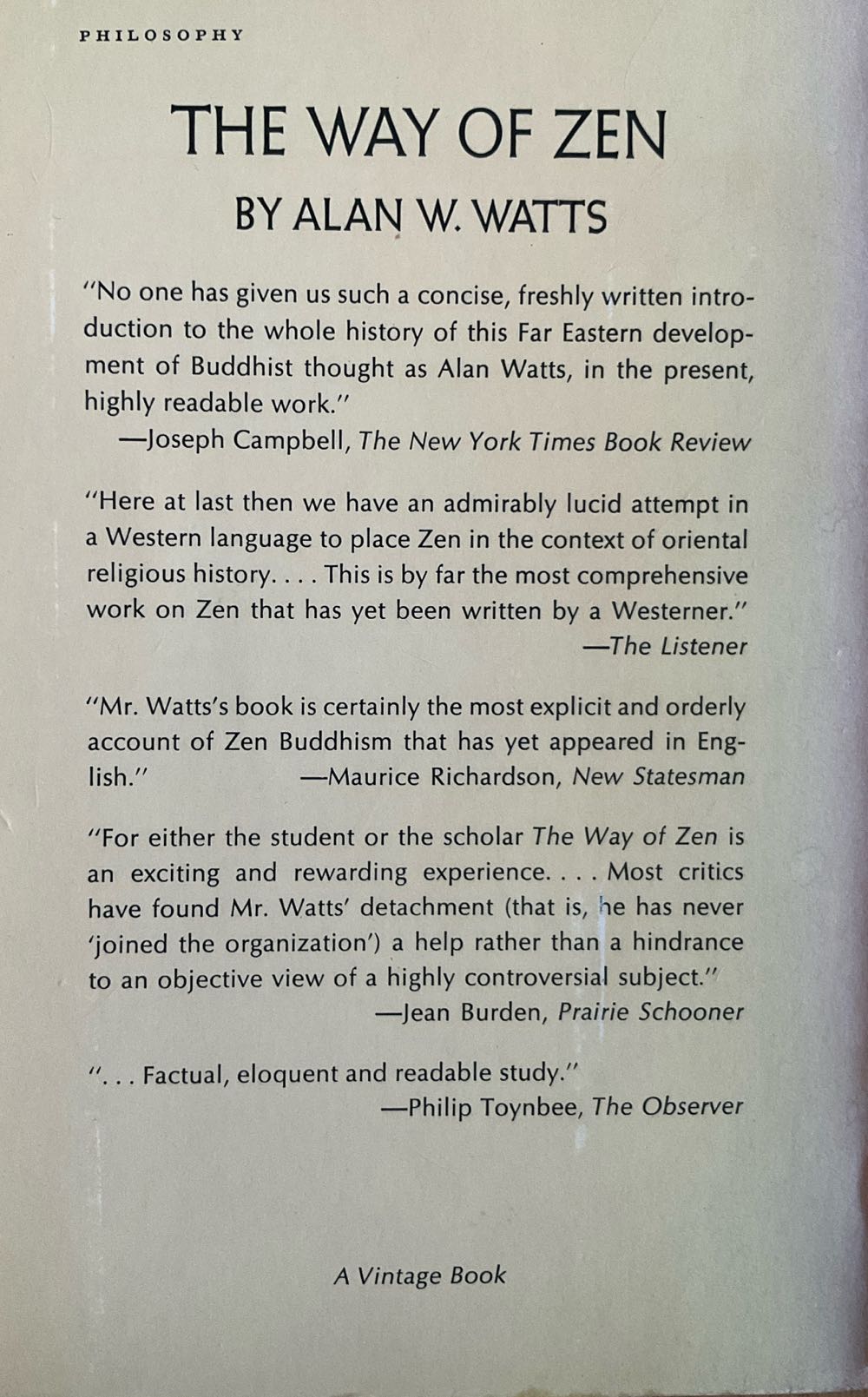 The Way Of Zen - Alan Watts (A Vintage Book - Paperback) book collectible [Barcode 0140205470] - Main Image 2
