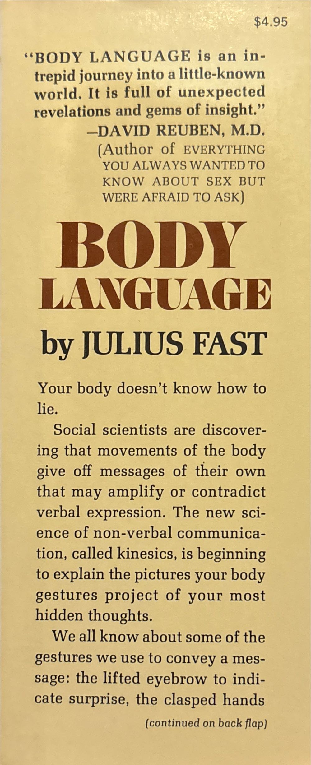 Body Language - Julius Fast (Mjf Books) book collectible [Barcode 9781567310047] - Main Image 2