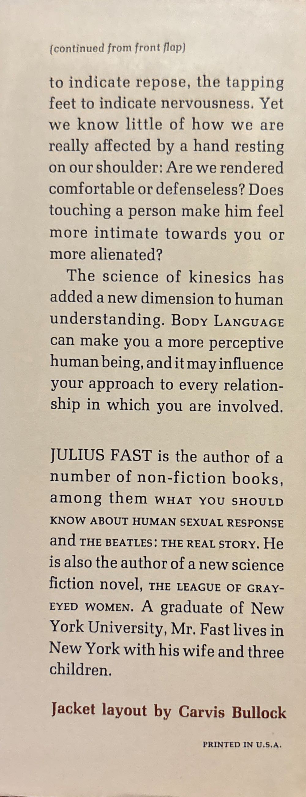 Body Language - Julius Fast (Mjf Books) book collectible [Barcode 9781567310047] - Main Image 3