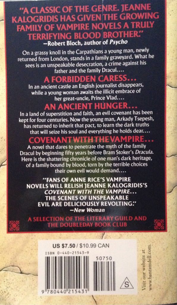 Covenant With The Vampire - Jeanne Kalogridis (Random House of Canada - Paperback) book collectible [Barcode 9780440215431] - Main Image 2