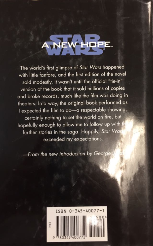 Star Wars: A New Hope - George Lucas (Del Rey - Hardcover) book collectible [Barcode 9780345400772] - Main Image 2