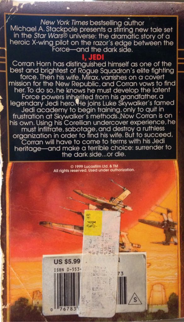 I, Jedi - Michael A. Stackpole (Lucasbooks - Paperback) book collectible [Barcode 9780553578737] - Main Image 2