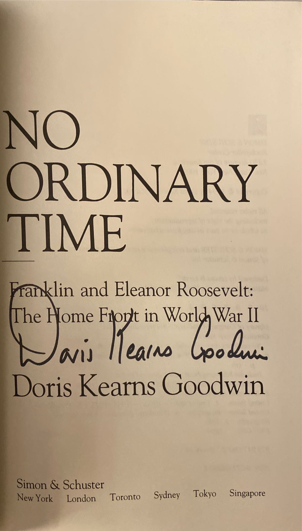 No Ordinary Time - Doris Kearns Goodwin (Simon & Schuster - Hardcover) book collectible [Barcode 9780671642402] - Main Image 3