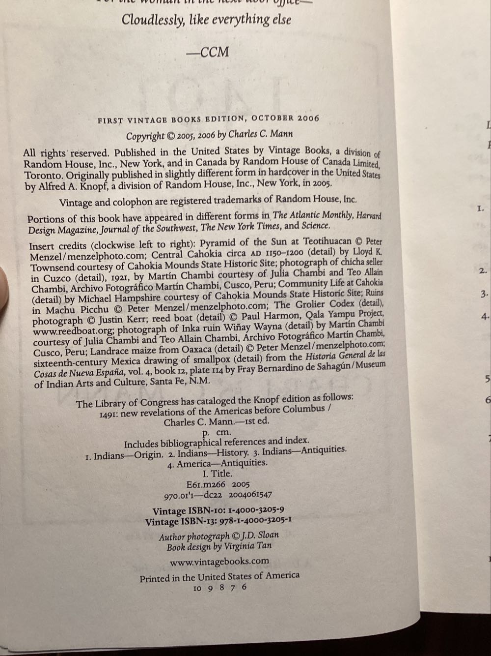 1491 - Charles C. Mann (Vintage - Trade Paperback) book collectible [Barcode 9781400032051] - Main Image 3