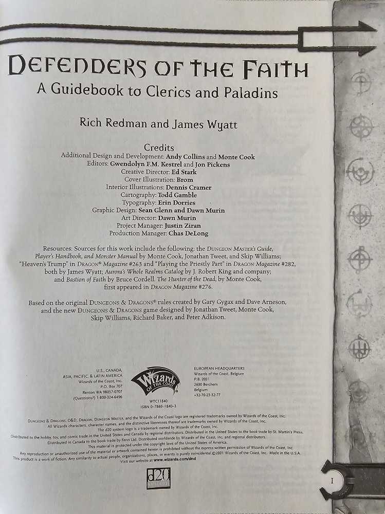 D&D 3e: Defenders of the Faith - Rich Redman (Wizards of the Coast - Paperback) book collectible [Barcode 9780786918409] - Main Image 3
