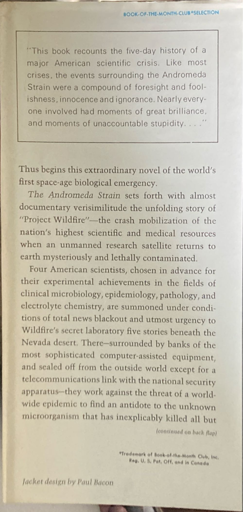 The Andromeda Strain - Michael Crichton (Alfred a Knopf Incorporated - Hardcover) book collectible [Barcode 9780394415253] - Main Image 3