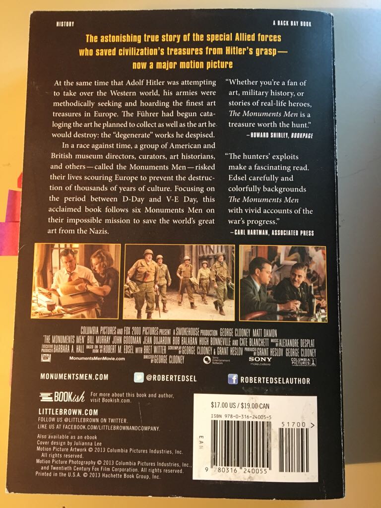 The Monuments Men - Bret Witter (Back Bay Books - Paperback) book collectible [Barcode 9780316240055] - Main Image 2