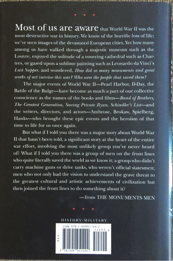 The Monuments Men: Allied Heroes, Nazi Thieves, and the Greatest Treasure Hunt in History - Bret Witter (Center Street - Hardcover) book collectible [Barcode 9781599951492] - Main Image 2