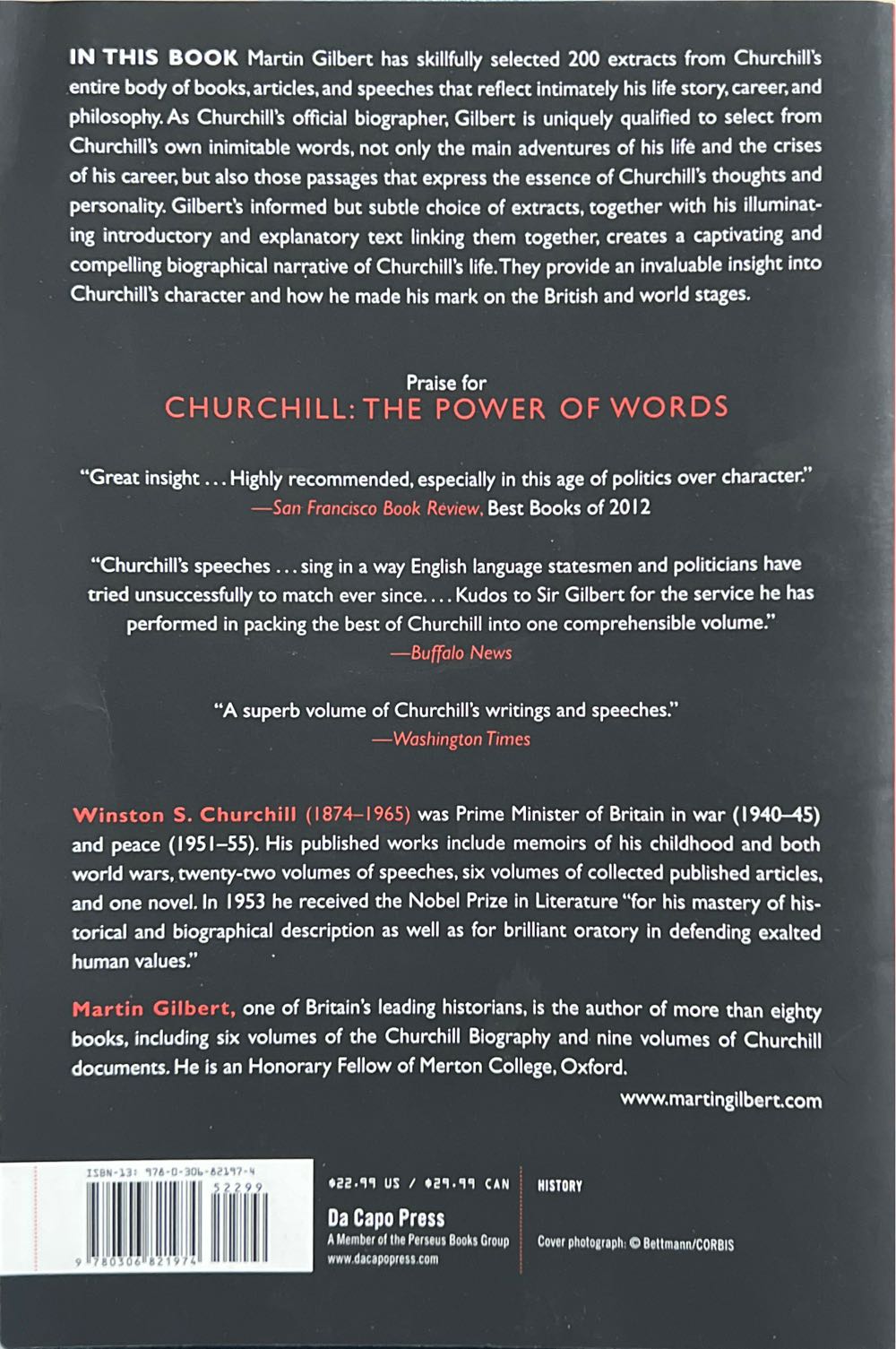 Churchill: The Power of Words - Martin Gilbert (Da Capo Press - Paperback) book collectible [Barcode 9780306821974] - Main Image 2