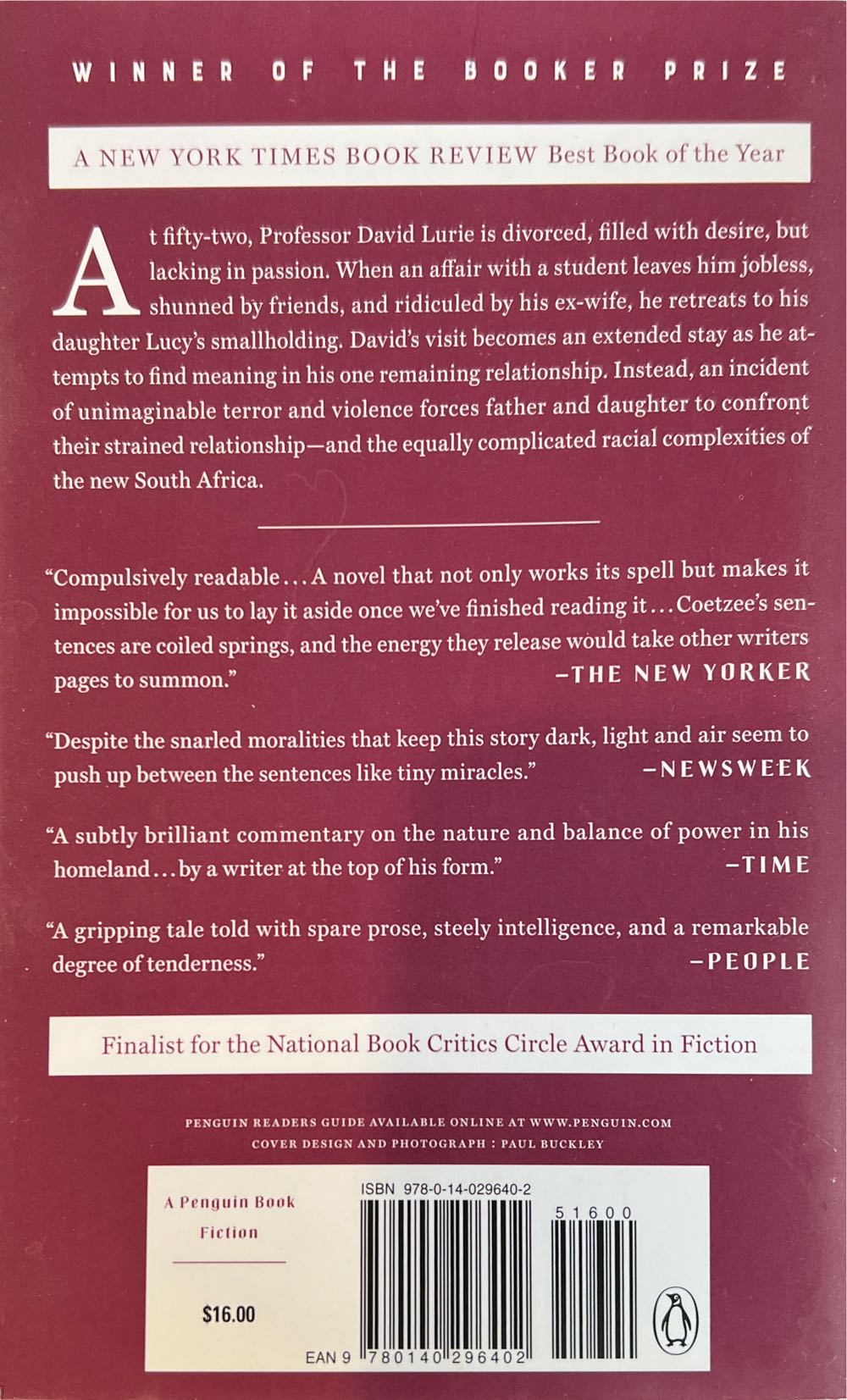 Disgrace - J.M. Coetzee (Penguin - Trade Paperback) book collectible [Barcode 9780140296402] - Main Image 2