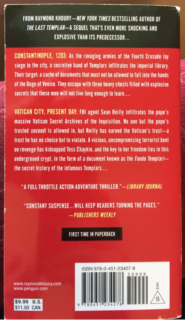 The Templar Salvation - Raymond Khoury (Signet - Trade Paperback) book collectible [Barcode 9780451234278] - Main Image 2