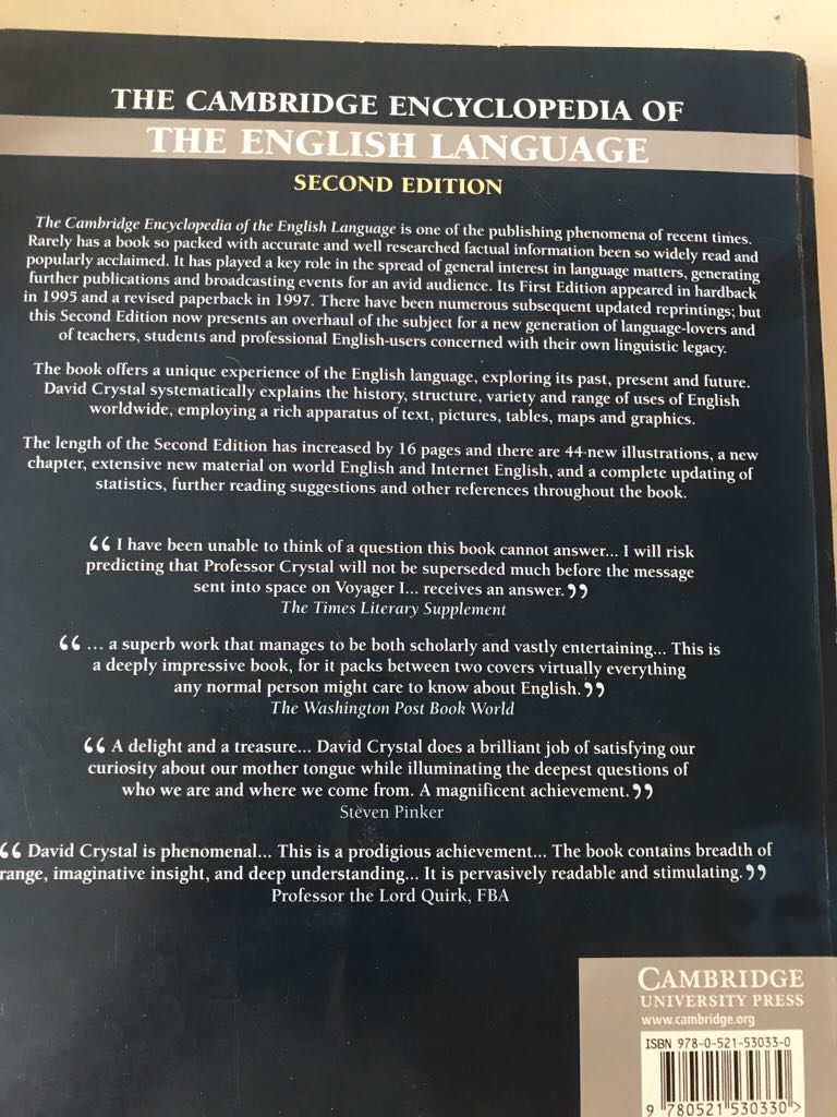 The Cambridge Encyclopedia Of The English Language - David Crystal (Cambridge University Press - Paperback) book collectible [Barcode 9780521530330] - Main Image 2