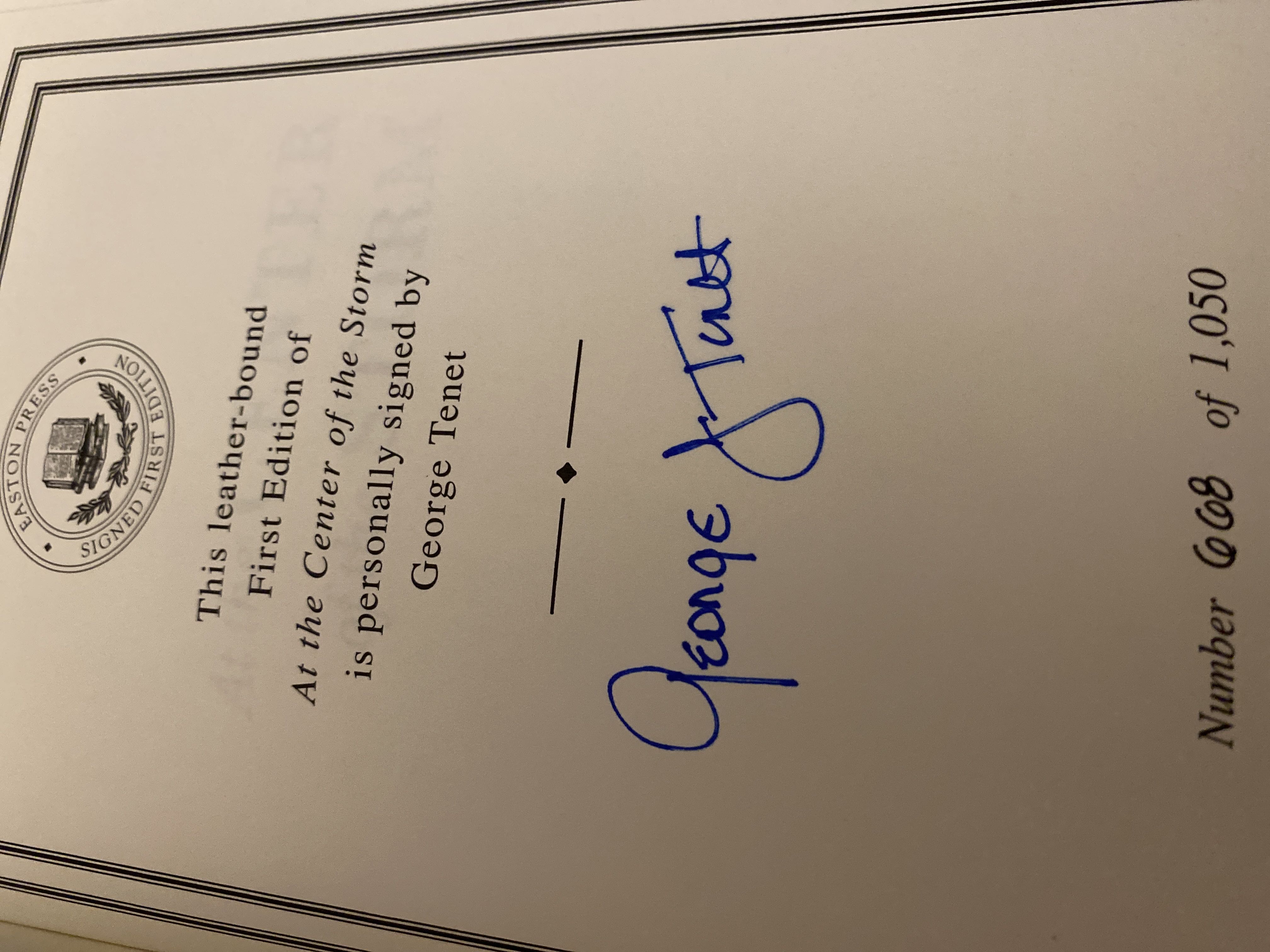 At the Center of the Storm, My Years at the CIA - George Tenet (Easton Press - Sewn Binding) book collectible - Main Image 3