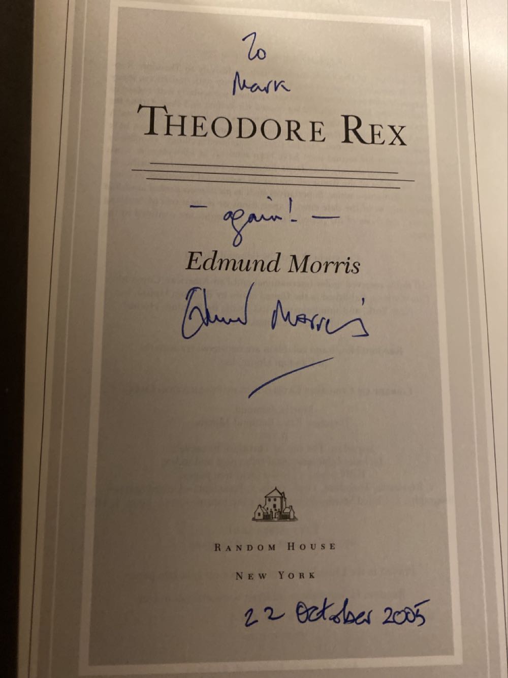 Theodore Rex, Volume II - Edmund Morris (Random House - Hardcover) book collectible [Barcode 9780394555096] - Main Image 3