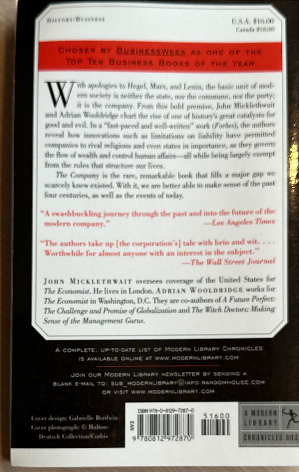 The Company - Robert Littell (Modern Library) book collectible [Barcode 9780812972870] - Main Image 2