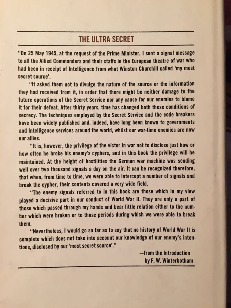 The Ultra Secret - W. Winterbotham (Harper & Row) book collectible - Main Image 2