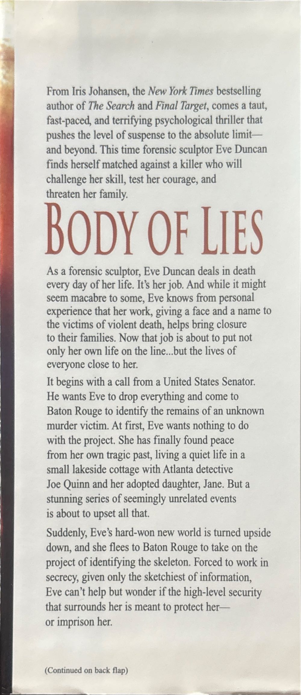 Body of Lies - Iris Johansen (Bantam - Hardcover) book collectible [Barcode 9780553800975] - Main Image 3