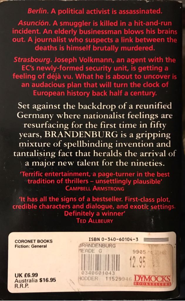 Brandenburg - Glenn Meade (Coronet Books - Paperback) book collectible - Main Image 2