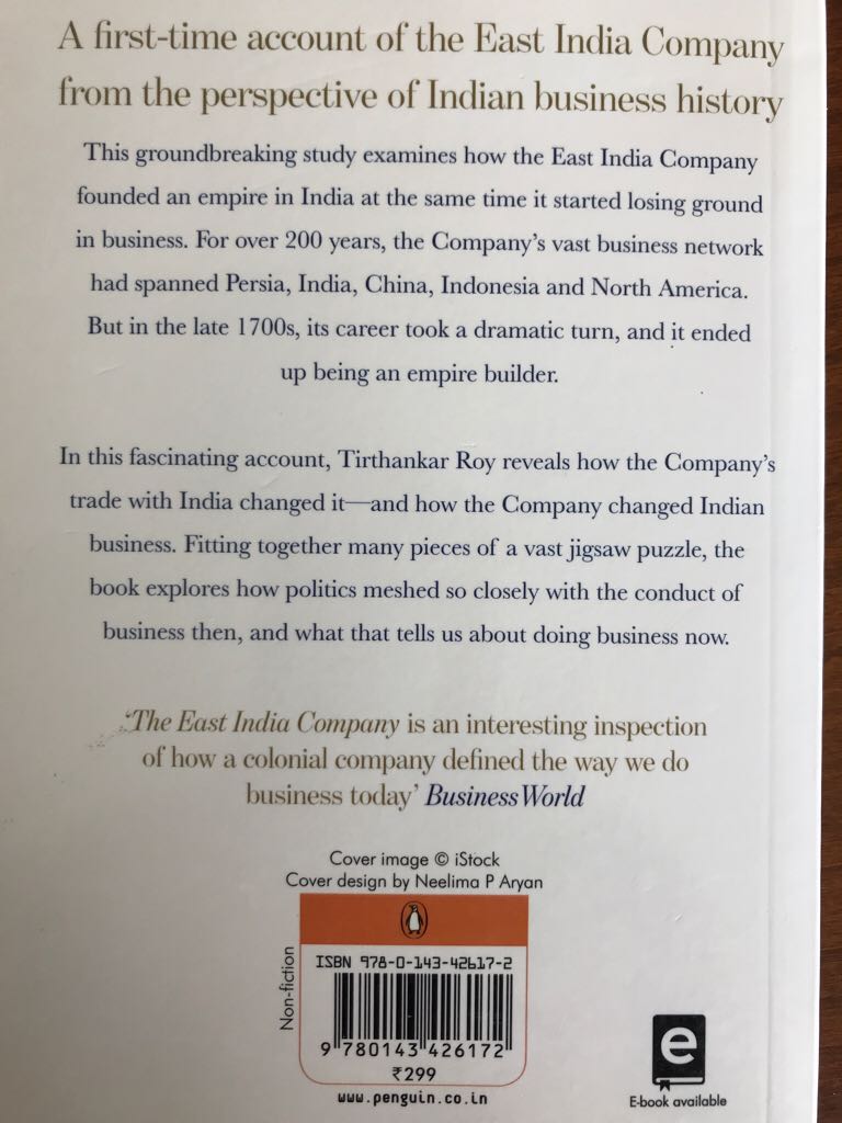 The East India Company - Tirthankar Roy book collectible [Barcode 9780143426172] - Main Image 2