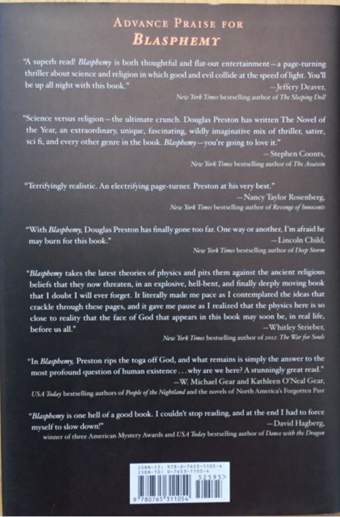 Blasphemy - Douglas Preston (Forge Books - Hardcover) book collectible [Barcode 9780765311054] - Main Image 2