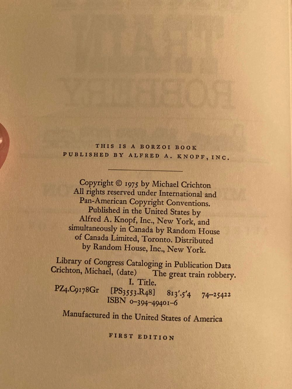 Great Train Robbery, The - Michael Crichton (Alfred A. Knopf - Hardcover) book collectible - Main Image 4