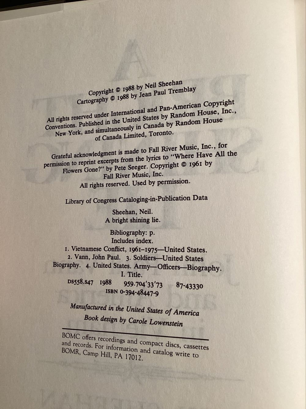 A Bright Shining Lie - Neil Sheehan (The Randon House Publishing Group - Hardcover) book collectible - Main Image 2