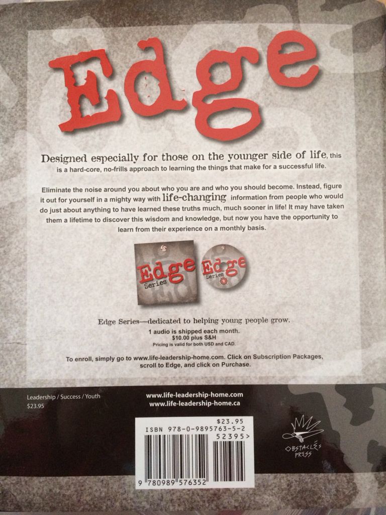 Edge - Chris Brady (Obstacles Press - Hardcover) book collectible [Barcode 9780989576352] - Main Image 2