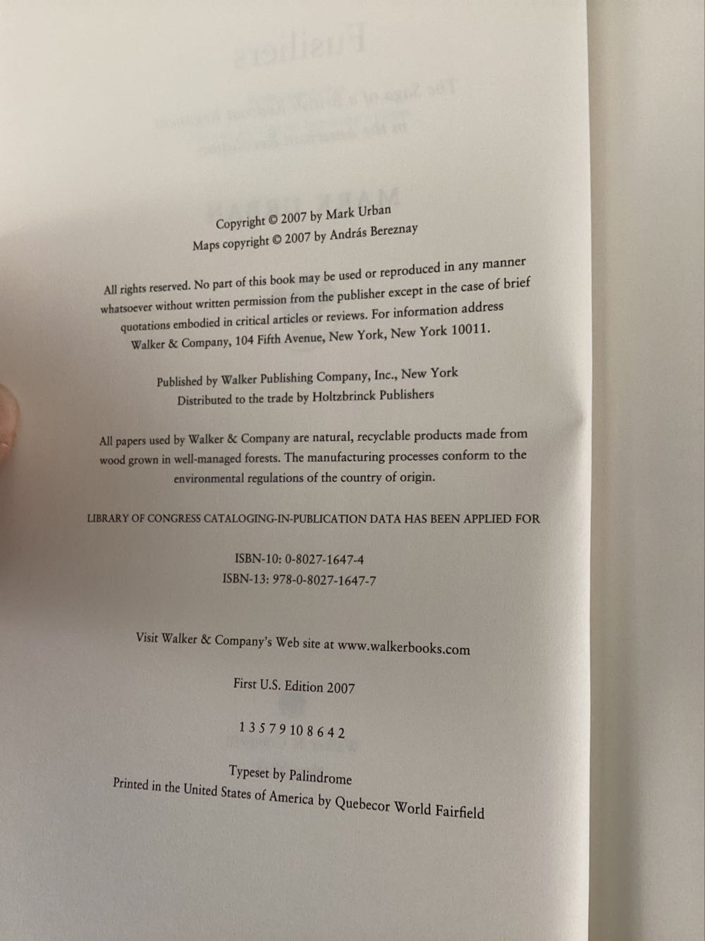 Fusiliers - Mark Urban (Walker & Co - Hardcover) book collectible [Barcode 9780802716477] - Main Image 2