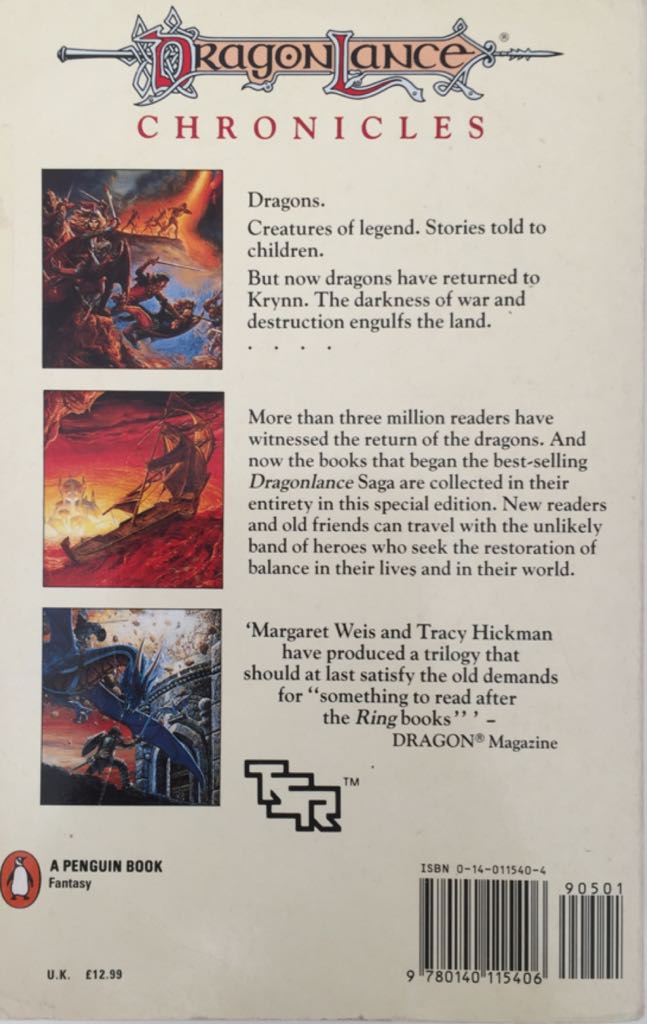 Dragonlance Chronicles Collector’s Edition - Margaret Weis & Tracy Hickman (A Penguin Book - Trade Paperback) book collectible [Barcode 9780140115406] - Main Image 2
