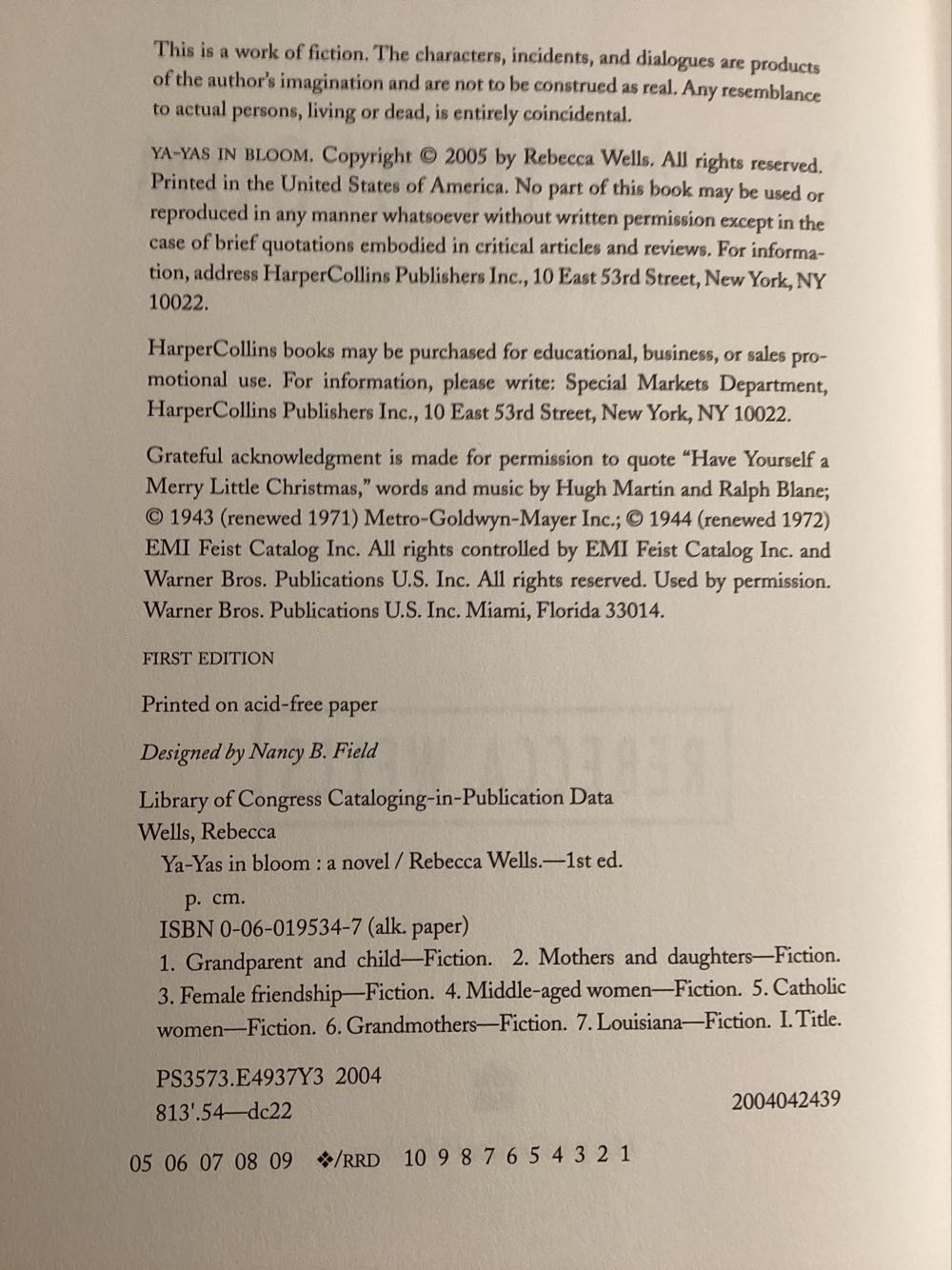 Ya Yas In Bloom - Rebecca Wells (HarperCollins Publishers - Hardcover) book collectible [Barcode 9780060195342] - Main Image 2