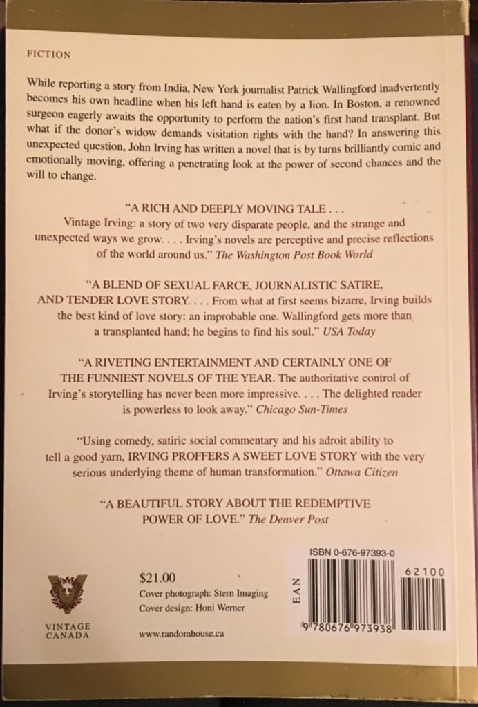 The Fourth Hand - John Irving (Vintage Canada - Trade Paperback) book collectible [Barcode 9780676973938] - Main Image 2