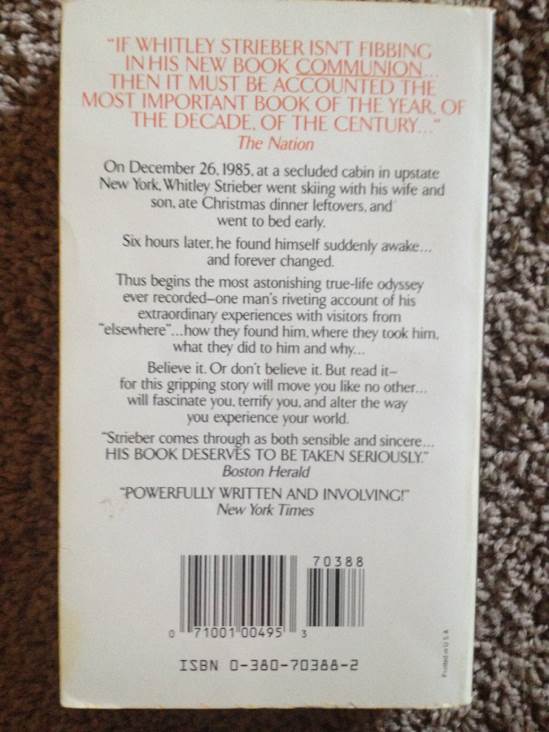 Communion - Whitley Strieber (Avon - Paperback) book collectible [Barcode 9780380703883] - Main Image 2