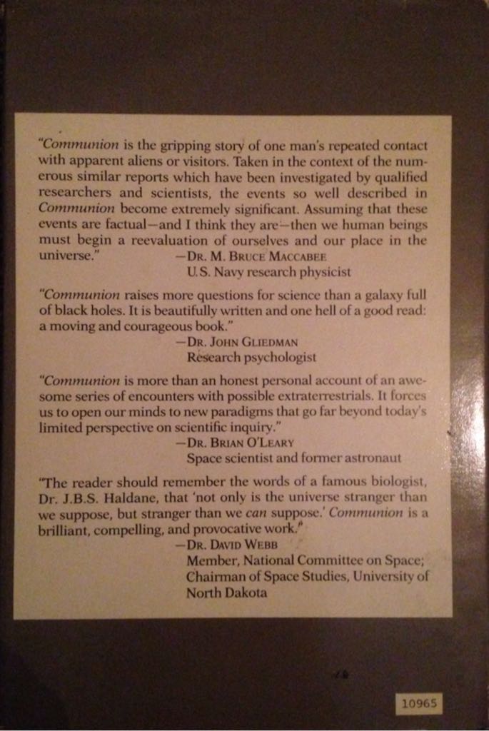 Communion - whitley strieber (Beech Tree Books William Morrow - Hardcover) book collectible - Main Image 2