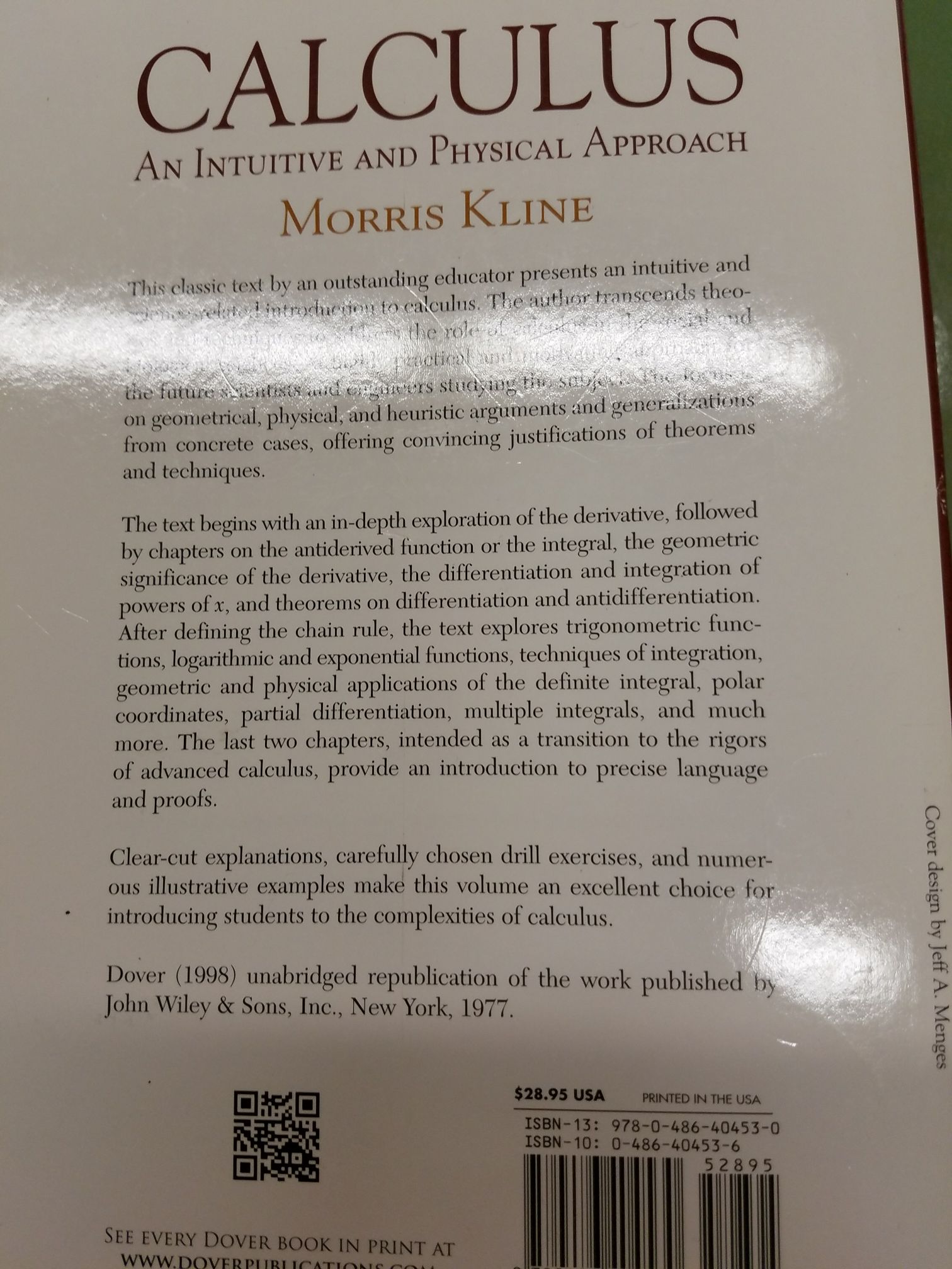 Calculus: An Intuitive And Physical Approach - Morris Kline (Dover Books - Paperback) book collectible [Barcode 9780486404530] - Main Image 2