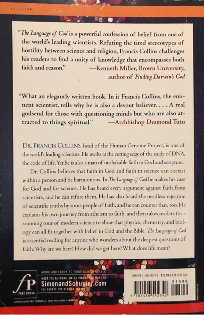 Language Of God, The - Francis S. Collins (Free Press - Paperback) book collectible [Barcode 9781416542742] - Main Image 2