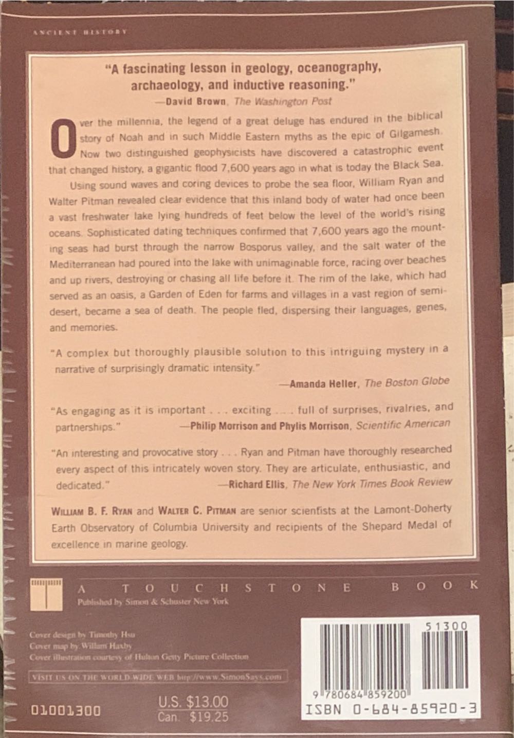 Noah’s Flood: The New Scientific Discoveries About The Event That Changed History - Walter Pitman (Simon & Schuster - Paperback) book collectible [Barcode 9780684859200] - Main Image 2