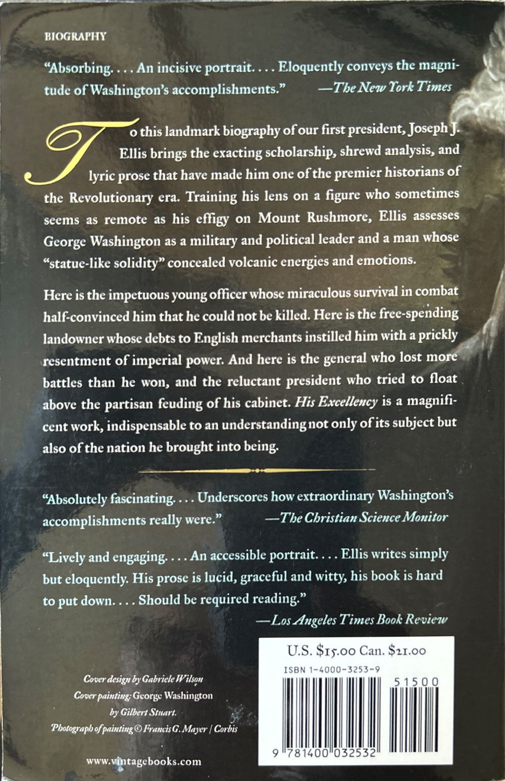 His Excellency George Washington - Joseph J. Ellis (Vintage - Trade Paperback) book collectible [Barcode 9781400032532] - Main Image 2