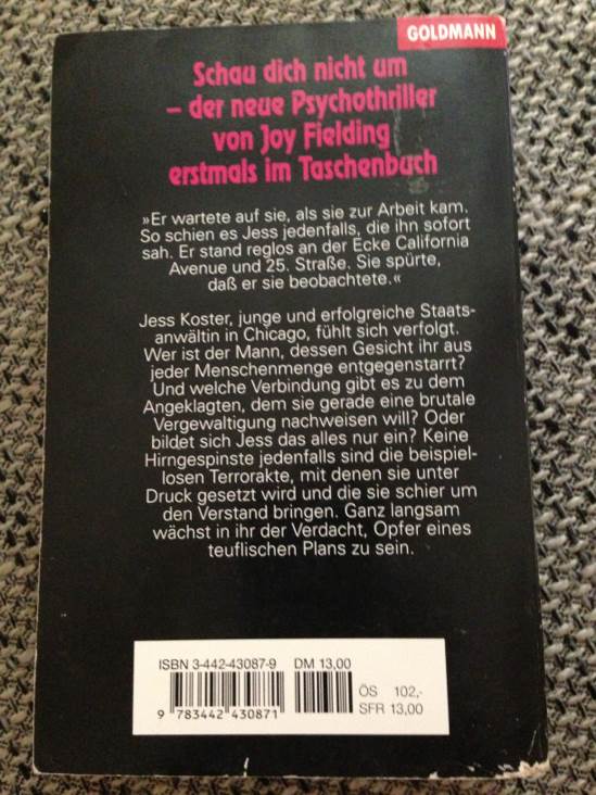 Schau dich nicht um - Joy Fielding book collectible [Barcode 9783442430871] - Main Image 2