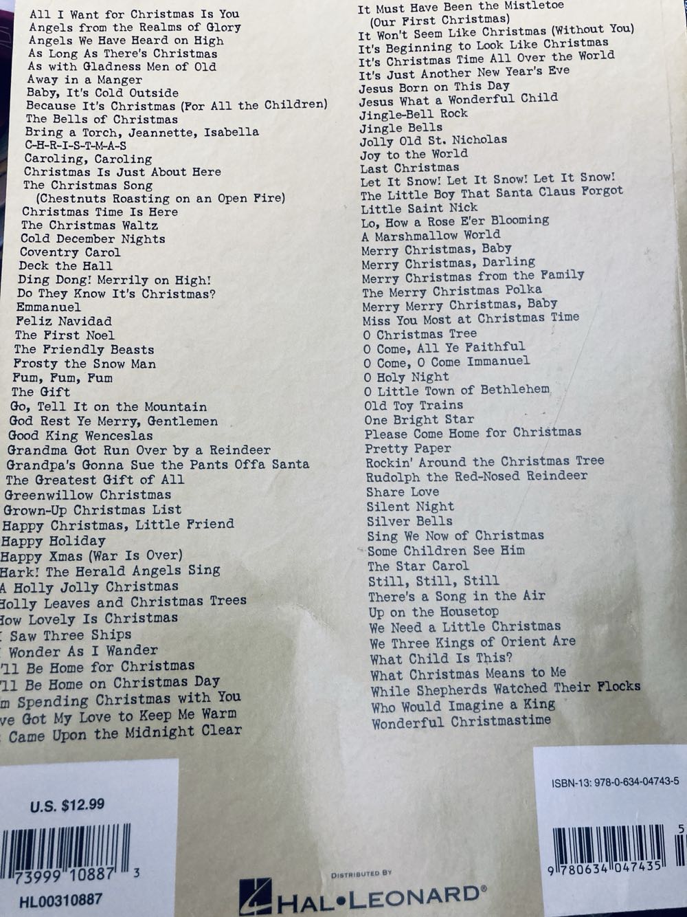 Christmas Songs - Various (Hal Leonard Corporation - Paperback) book collectible [Barcode 9780634047435] - Main Image 2