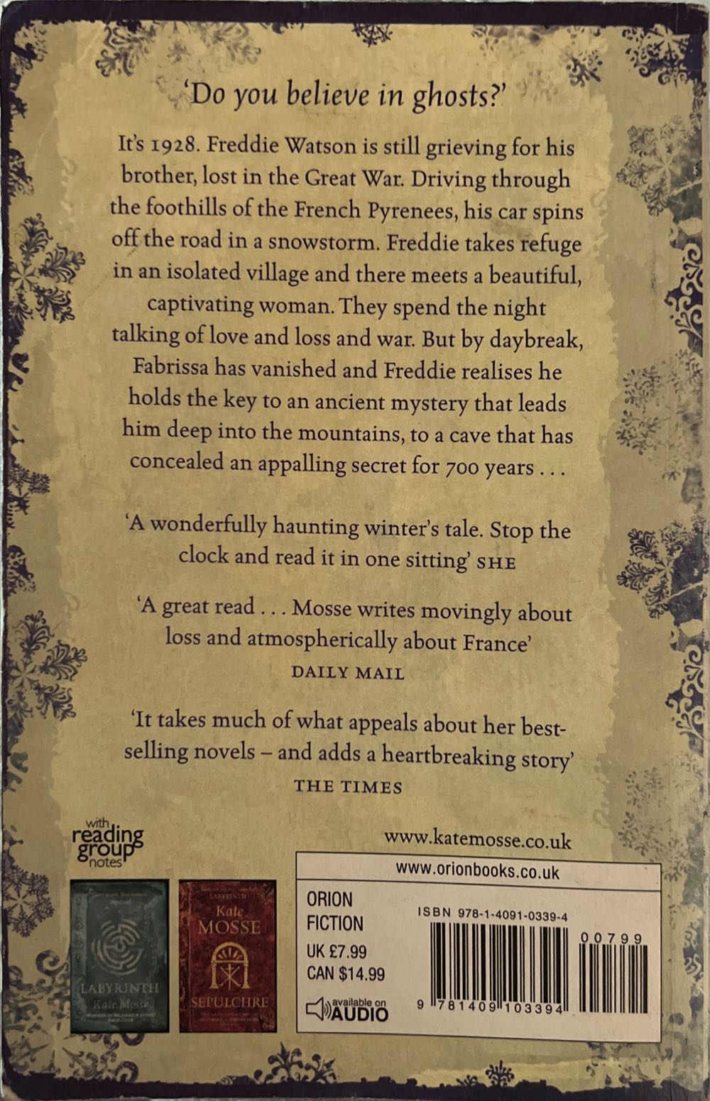 The Winter Ghosts - Kate Mosse (Orion Books - Hardcover) book collectible [Barcode 9781409103394] - Main Image 2