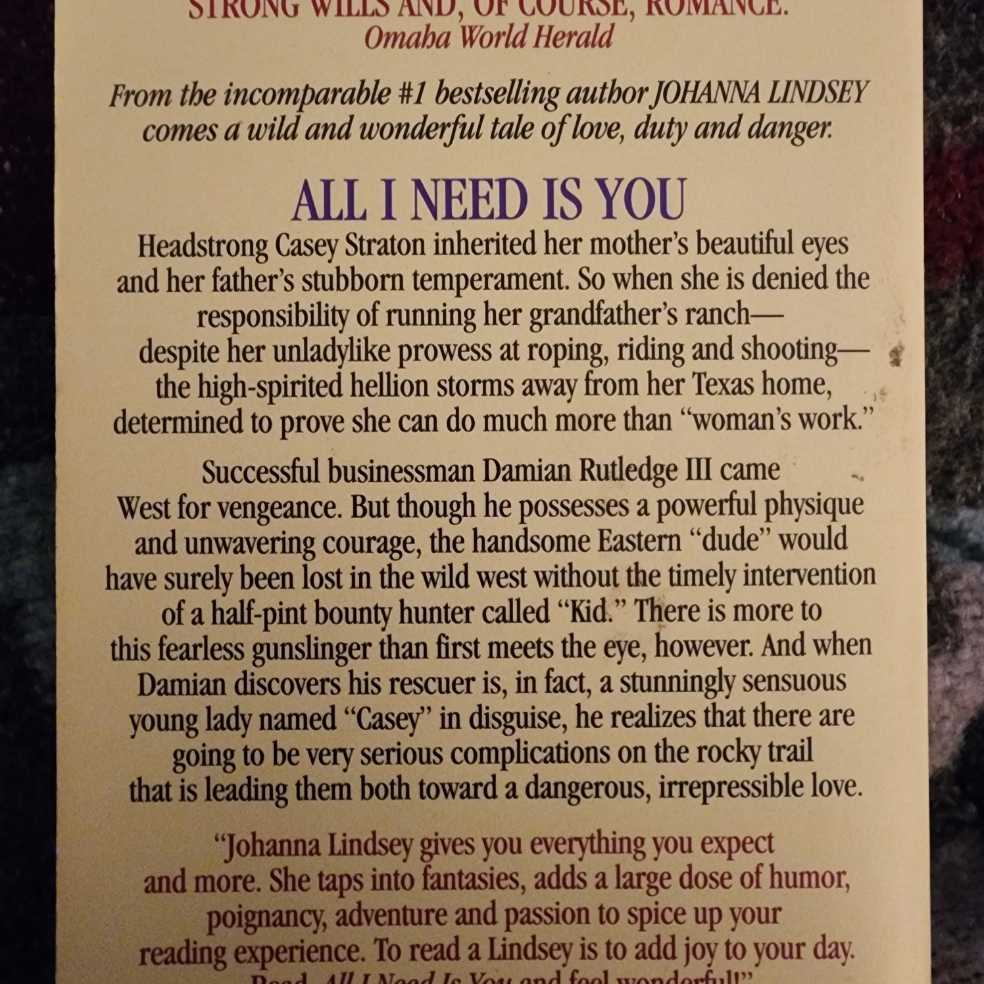 All I Need Is You - Johanna Lindsey (Avon - Paperback) book collectible [Barcode 9780380762606] - Main Image 4