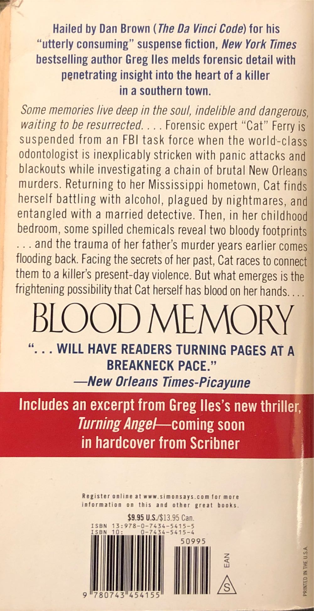 Blood Memory - Greg Iles (Pocket Star Books - Paperback) book collectible [Barcode 9780743454155] - Main Image 2