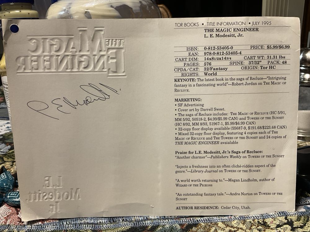 The Magic Engineer - L. E. Modesitt, Jr. (Tor Books - Hardcover) book collectible [Barcode 9780312855703] - Main Image 3