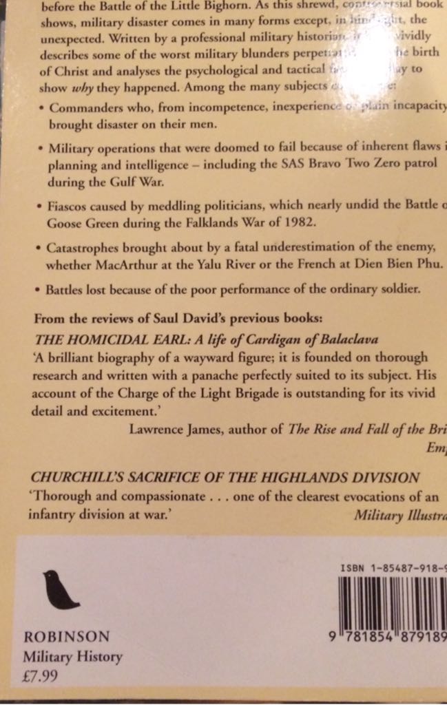 Military Blunders - Saul David (Robinson Publishing - Trade Paperback) book collectible [Barcode 9781854879189] - Main Image 2