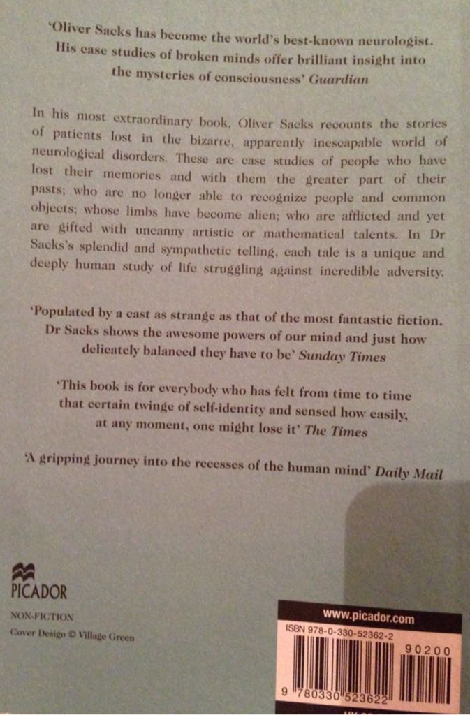 The Man Who Mistook His Wife For A Hat - Oliver Sacks (Picador - Paperback) book collectible [Barcode 9780330523622] - Main Image 2
